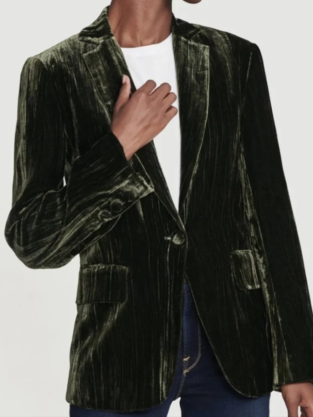 Frame Denim Velvet Blazer Dark Green Wedding Cocktail Party Formal Size 4